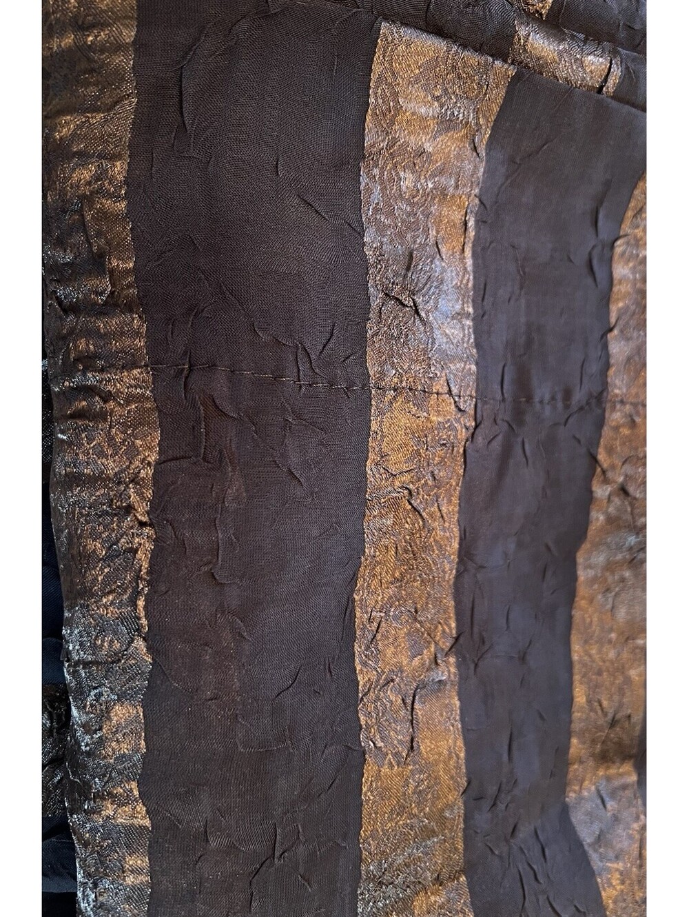 Brown Bronze metallic Striped Crepe Sheer 51” X 84” Curtains Window One Panel